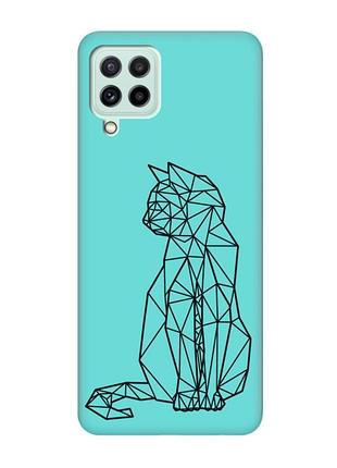Матовий бірюзовий чохол на samsung galaxy m32/m22/a22 4g :: котик (принт 124)