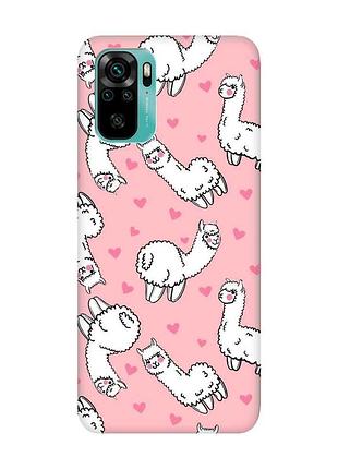 Матовий рожевий чохол на xiaomi redmi note 10 / note 10s лами (принт 95)