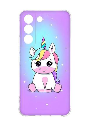 Чехол с утолщёнными углами на samsung galaxy s22 :: единорог (принт 103)