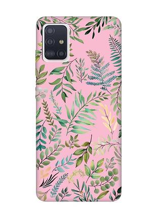 Матовый розовый чехол на samsung galaxy a71 / a715 :: растительный фон (принт 377)
