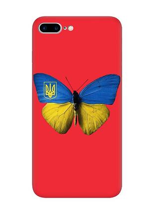 Матовий червоний чохол на iphone 7 plus/8 plus :: метелик україна (принт 255)