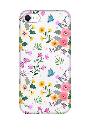 Прозорий чохол для iphone 7, 8 :: квітковий фон (принт 369)