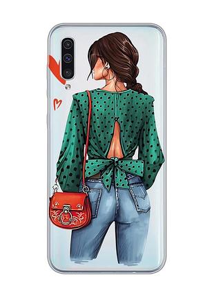 Прозорий чохол на samsung galaxy a50 (2019) a505 дівчина в зеленому (принт 224)