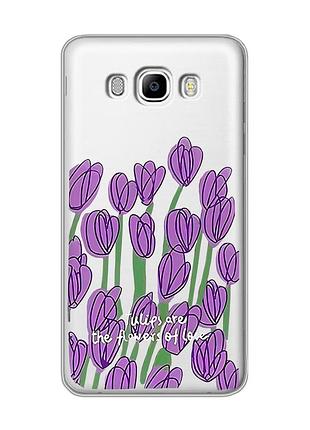 Прозрачный чехол на samsung galaxy j7(2016) j710 тюльпаны (принт 265)