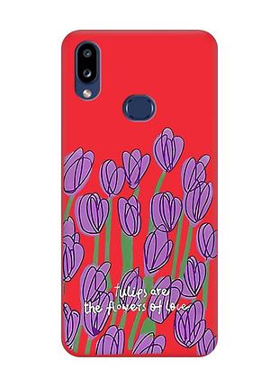 Матовий червоний чохол на samsung galaxy a10ѕ a107 тюльпани (принт 265)