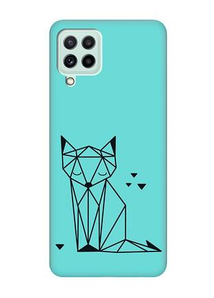 Матовый бирюзовый чехол на samsung galaxy m32/m22/a22 4g :: лиса (принт 126)