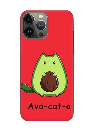 Матовый красный чехол на iphone 13 pro :: котик авокадо (принт 306)