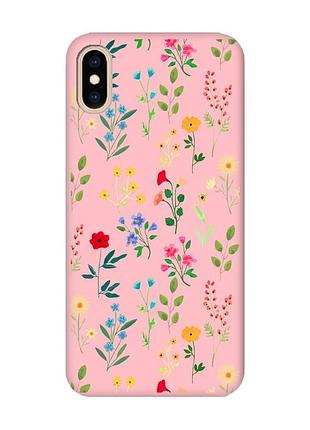 Матовый розовый чехол на iphone xs max :: цветочный фон (принт 269)