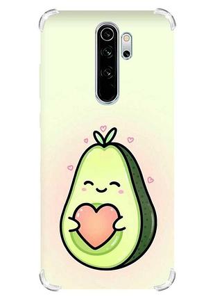 Чехол с утолщёнными углами на xiaomi redmi note 8 pro :: кавай авокадо с сердечком (принт 310)