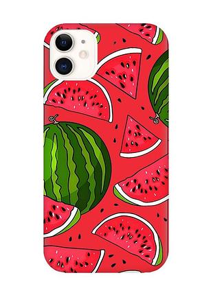 Матовый красный чехол на iphone 11 :: арбузы (принт 341)