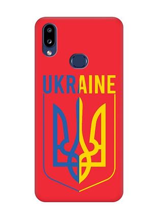 Матовый красный чехол на samsung galaxy a10ѕ a107 тризуб (принт 254)