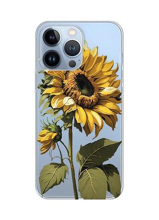 Прозрачный чехол на iphone 13 pro :: подсолнечник (принт 274)