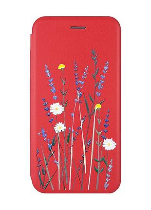 Чехол-книжка с рисунком для samsung galaxy a50 (2019) a505/a30s красный :: полевые цветы (принт 270)