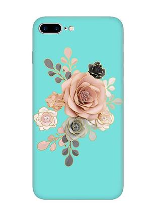 Матовий бірюзовий чохол на iphone 7 plus/8 plus :: троянди (принт 275)