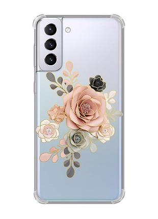 Чехол с утолщёнными углами на samsung galaxy s21 plus :: розы (принт 275)