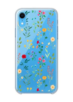 Прозрачный чехол на iphone xr :: цветочный фон (принт 269)