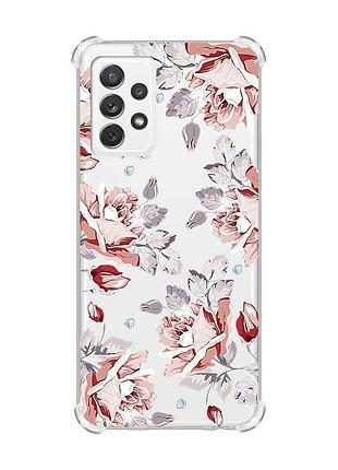 Чехол с утолщёнными углами на samsung galaxy a72 :: фон розы (принт 273)