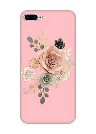 Матовий рожевий чохол на iphone 7 plus/8 plus :: троянди (принт 275)