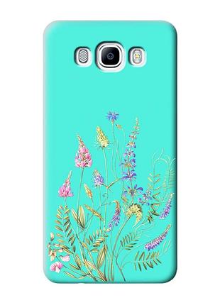 Матовый бирюзовый чехол на samsung galaxy j7(2016) j710 :: цветочная идиллия (принт 382)