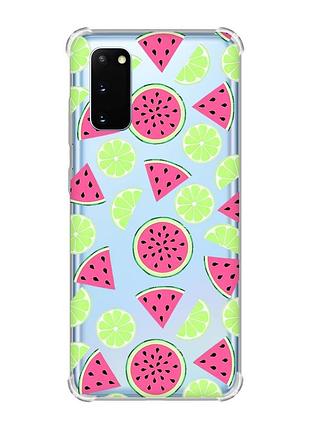 Чохол із потовщеними кутами на samsung galaxy s20 plus :: кавуни и лайм (принт 345)