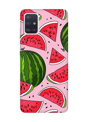 Матовий рожевий чохол на samsung galaxy a51 :: кавуни (принт 341)