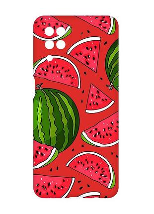 Матовый красный чехол на samsung galaxy a12 :: арбузы (принт 341)