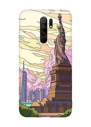 Чохол з червоними боками на xiaomi redmi note 8 pro :: статуя свободи (принт 331)