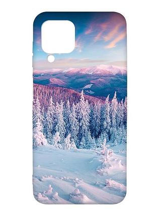 Чохол з чорними боками на samsung galaxy a12 :: зимові гори (принт 163)