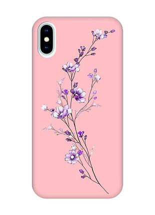 Матовий рожевий чохол на iphone x / xs :: гілочка квітів (принт 278)