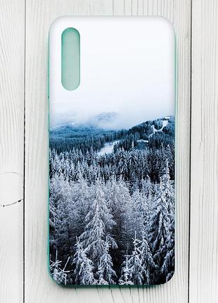 Чехол с бирюзовыми боками на samsung galaxy a50 (2019) a505/a30s :: зимний лес (принт 164)