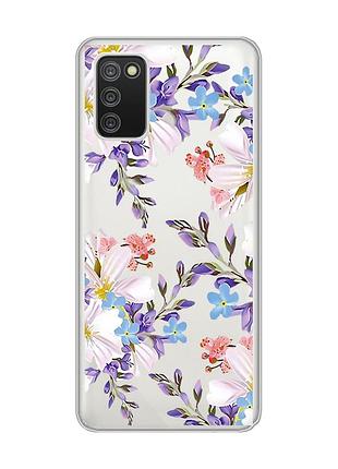 Прозрачный чехол для samsung galaxy a02s :: цветочный рисунок (принт 272)
