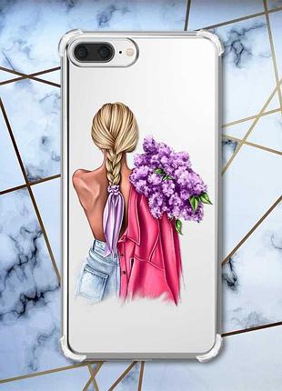 Чохол з потовщеними кутами на iphone 7 plus/8 plus :: дівчина з бузком (принт 7)