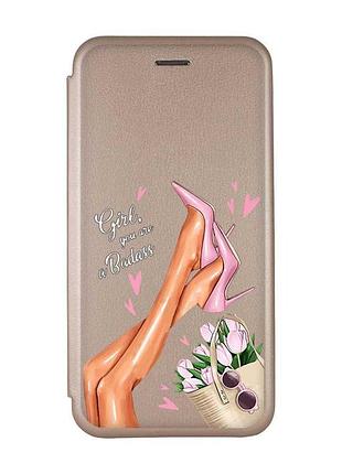 Чохол-книжка з малюнком для samsung galaxy a52 золотий; ніжки (принт 62)