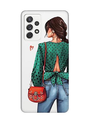 Прозрачный чехол на samsung galaxy a72/a725 девушка в зеленом (принт 224)