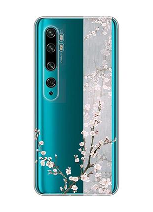 Прозорий чохол на xiaomi mi note 10/note 10 pro :: квітуча сакура (принт 285)