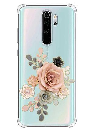Чехол с утолщёнными углами на xiaomi redmi note 8 pro :: розы (принт 275)