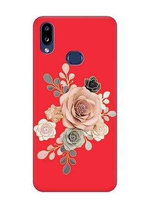 Матовий червоний чохол на samsung galaxy a10ѕ a107 :: троянди (принт 275)