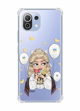 Чохол з потовщеними кутами на xiaomi mi 11 lite :: українка з солодощами (патріотичний принт 175)