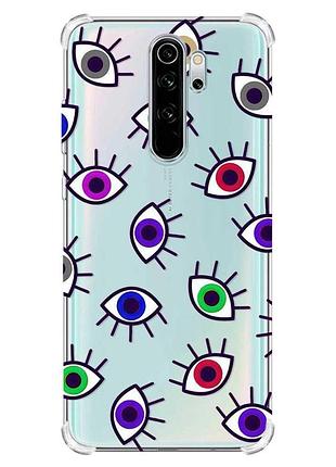 Чехол с утолщёнными углами на xiaomi redmi note 8 pro :: разноцветные глаза (принт 336)