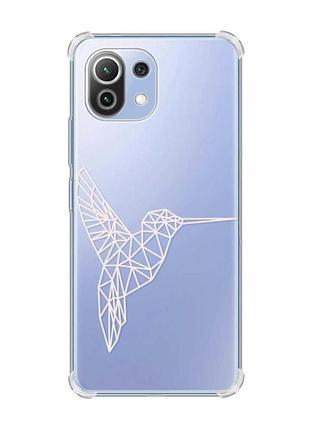 Чохол з потовщеними кутами на xiaomi mi 11 lite :: колібрі (принт 123)