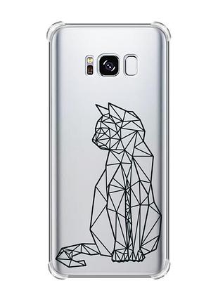 Чехол с утолщёнными углами на samsung galaxy s8 кошечка (принт 124)