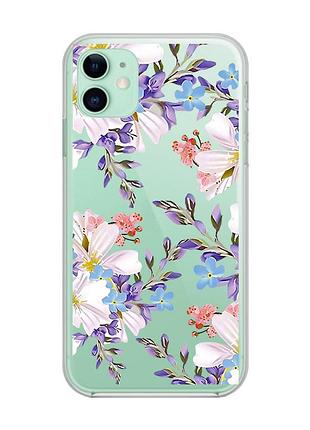 Прозрачный чехол на iphone 11 :: цветочный рисунок (принт 272)