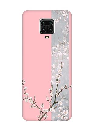 Матовый розовый чехол на xiaomi redmi note 9 pro / 9s / 9 pro max :: цветущая сакура (принт 285)
