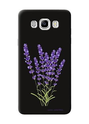Матовый черный чехол на samsung galaxy j7(2016) j710 :: лаванда (принт 28)