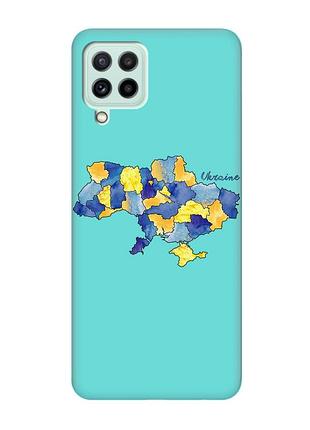 Матовий бірюзовий чохол на samsung galaxy a22 4g/ m32/ m22 :: карта україни (принт 261)