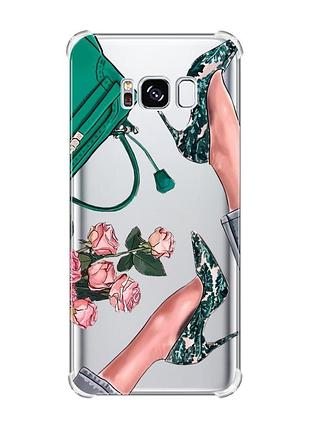 Чохол з потовщеними кутами на samsung galaxy s8 :: туфельки і квіти (принт 225)