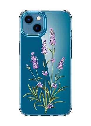 Прозрачный чехол на iphone 13 mini :: веточки лаванды (принт 266)