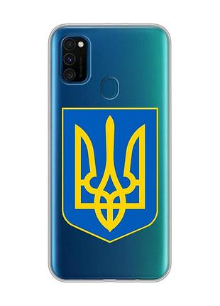 Прозрачный чехол на samsung galaxy m30s/м21 :: тризуб украина (принт 256)