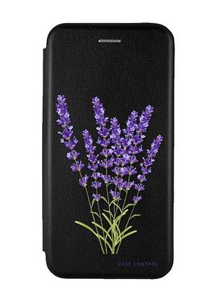 Чехол-книжка с рисунком на iphone 11 :: черный :: лаванда (принт 28)