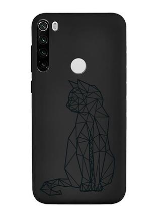 Матовий чорний чохол на xiaomi redmi note 8t :: котик (принт 124)